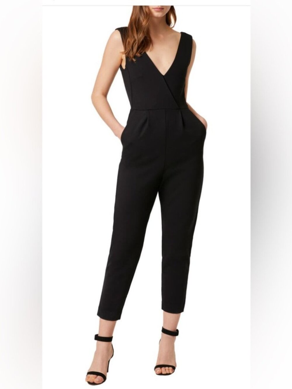 French Connection Marie Surplice Jumpsuit, Black, Size 4
